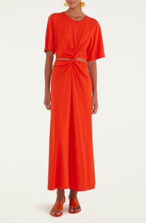 Farm Rio Artsy Cutout Detail Cotton Maxi Dress in Red at Nordstrom, Size Xx-Small