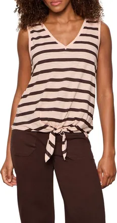 Sanctuary Floral Print Cotton Blend Tank in Pink/rich Soil Brown at Nordstrom, Size Xx-Large