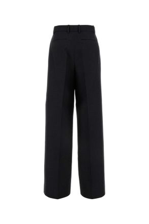 Gucci Womens Slate Wool Wide-Leg Pant Darkgrey Exterior: Pantaloni