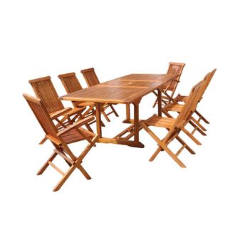 Concept Usine Conjunto de jard&iacute;n de teca aceitada para 8 personas mesa rectangular