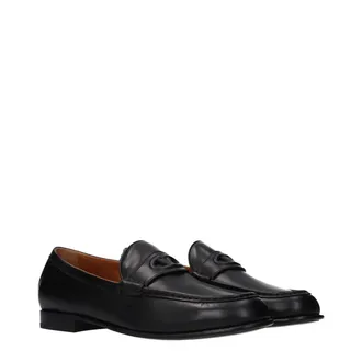Valentino Garavani Mens Black Leather Slip-On Loafers