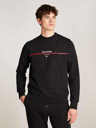 Tommy Hilfiger Sweatshirt TOMMY HILFIGER HILFIGER STRIPE TERRY SWEATSHIRT, Herren, Gr. 3XL, schwarz, Sweatware, Obermaterial: 100% Baumwolle, Rundhals, Rippb&uuml;ndchen,