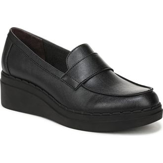 Life Stride Dolce Platform Wedge Loafer in Black at Nordstrom, Size 8.5