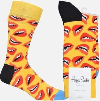 Happy Socks Mens Lips Socks, Yellow - Orange - Size: 10/9.5/9/10.5/11/11.5/12/12.5
