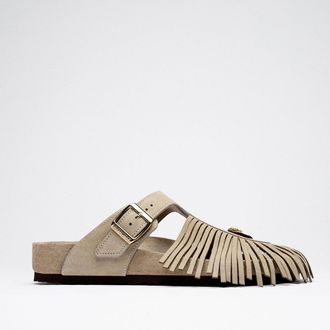 Birkenstock Etro Gizeh Long Fringes Leve Taupe Exq