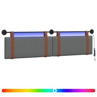 vidaXL Cabecero Colgante Con Luz Led Gris Oscuro Pu Antiguo Vidaxl