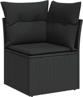 vidaXL Conjunto De Sof&aacute; De Jard&iacute;n Con Coj&iacute;n Con Almohada 9 Pcs Negro Vidaxl