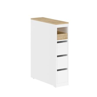 SoBuy Mueble bajo de ba&ntilde;o con 4 cajones blanco 20x60x82cm moderno