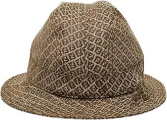 Fendi Pre-owned Accessories, female, Beige, Size: ONE SIZE Pre-owned Zucchino Cotton Bucket Hat