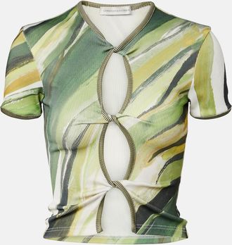 CHRISTOPHER ESBER Top acanalado de jersey estampado