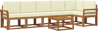 vidaXL Conjunto De Sof&aacute;s De Exterior 7 Uds. Natural Y Crema Vidaxl