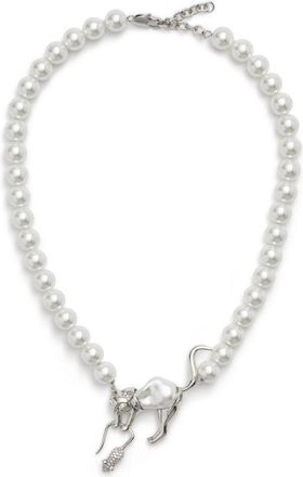 Marc Jacobs Cat And Mouse Pearl Necklace - Dames - Kettingen - Grijs - ONE Size - Accessoires