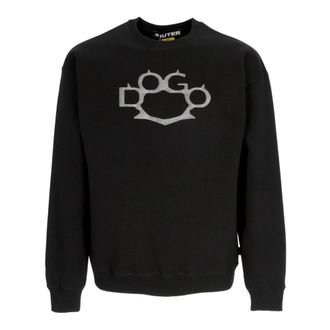 Iuter Sweatshirts, male, Black, XL, Black Crew Neck Sweatshirt with Dogo Logo