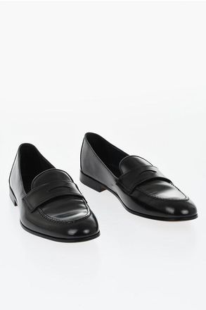 Doucal's Brushed Leather Penny Loafers with Leather Sole size 40