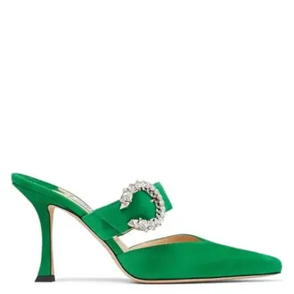 Jimmy Choo London Marta 70 Suede Heeled Mules, Brand Size 34 ( US Size 4 )