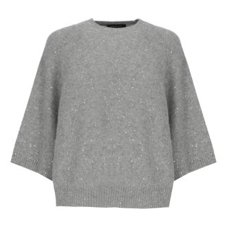 Fabiana Filippi Truien & Vesten, Dames, Grijs, S, Wol, Sequin Cape Sweater