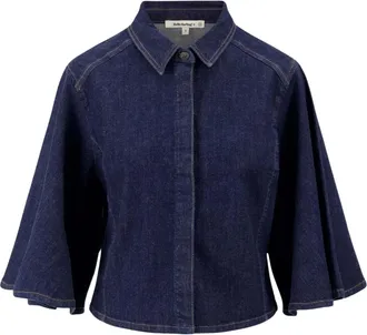 Zusss Overhemden, Dames, Blauw, XL, Denim, Denim Blouse