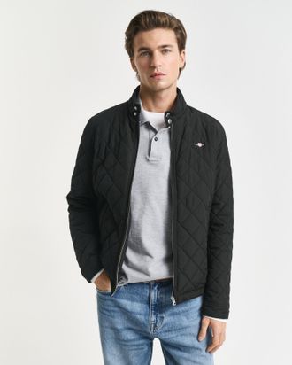 GANT Steppjacke GANT QUILTED WINDCHEATER, Herren, Gr. 5XL, schwarz, Web, Obermaterial: 100% Polyester, Rautenmuster, regular fit h&uuml;ftlang, hoch geschlossen