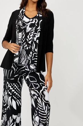 Frank Lyman Design Floral Knit Cardigan In Black/white