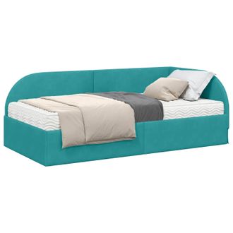 vidaXL Estructura De Cama Esquina Con Colch&oacute;n 2 Pcs Tuquesa Terciopelo Vidaxl
