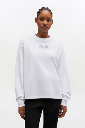 Ganni White Essential Basic Long Sleeve - Size XL Organic Cotton