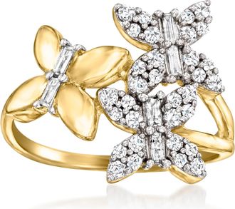 Ross-Simons Diamond Butterfly Ring in 18kt Gold Over Sterling