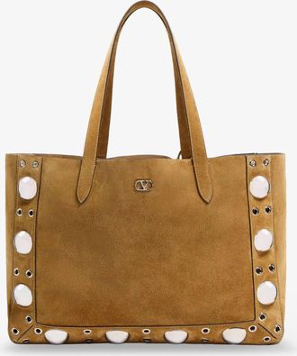 Valentino Garavani Borsa shopping in suede con logo in metallo - VALENTINO GARAVANI - gender_Man