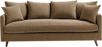 DRAWER Sof&aacute; cama de 3 plazas en tejido con patas de madera oscura - Caramelo