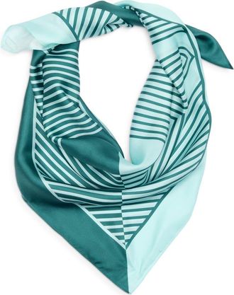 Nordstrom Printed Square Silk Scarf in Teal Abstract Square at Nordstrom