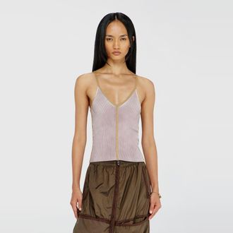 Diesel Rib-knit cami top with contrast bands - T-Shirts - Woman - Violet