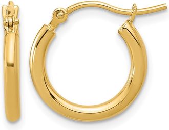 Diamond2Deal 14k Gold Polished 2x15mm Polished Hoop Earrings