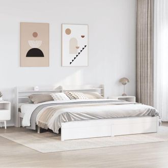 vidaXL Estructura De Cama Con Cabecero Sin Colch&oacute;n Blanco 180x200 Cm Vidaxl