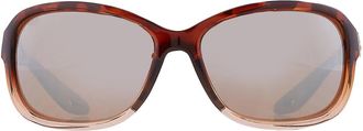 Costa SEADRIFT Copper SIlver Mirror Polarized Glass Rectangular Ladies Sunglasses 6S9114 911403 58