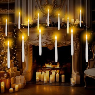 OEM Juego De 12 Velas Led Flotantes, Velas El&eacute;ctricas Con Efecto De Llama Parpadeante, Velas Flotantes C&oacute;nicas A Pilas Para El Hogar, Halloween, Navidad Y
