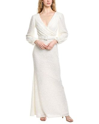 Badgley Mischka Popcorn Knit Sequin Gown