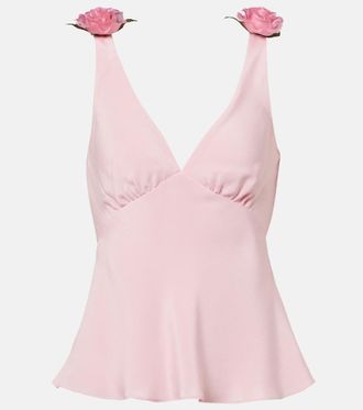 Rodarte Floral-appliqu&eacute; silk cr&ecirc;pe top