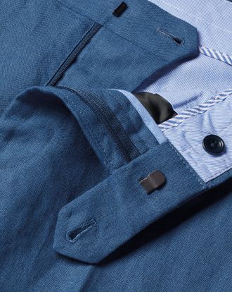 CHARLES TYRWHITT Linen Trousers - Royal Blue Size 38/32 by Charles Tyrwhitt