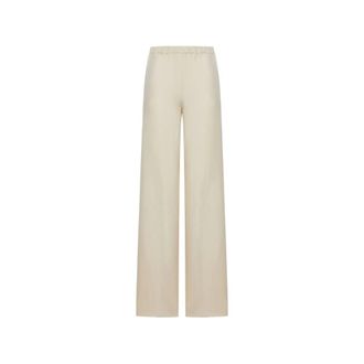 Max Mara Straight Trousers, female, Beige, Size: 2XS Elasticated Waistband Wide Leg Trousers