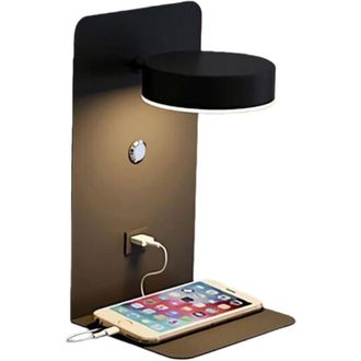OEM Aplique De Pared Led Para Interiores Ulisem De 12 W Con Puerto Usb, Brillo Y Temperatura De Color Ajustables, Rotaci&oacute;n De 330&deg;, Color Negro