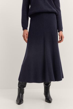 Bugatti Strickrock BUGATTI Kaschmir-Mix, Damen, Gr. XL, blau (390, marine), 40% Wolle, 30% Viskose, 20% Polyamid, 10% Kaschmir, R&ouml;cke Strickrock, weich, warm 