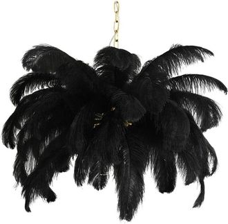 Light & Living L&aacute;mpara Colgante - Feather - Negro - Metal - - Light&living