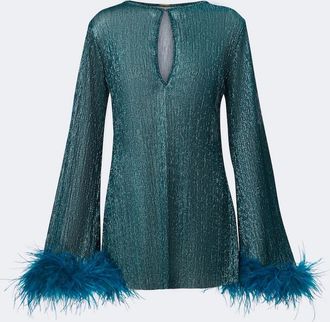 Cala de la Cruz Mara feather-trimmed lam&eacute; top