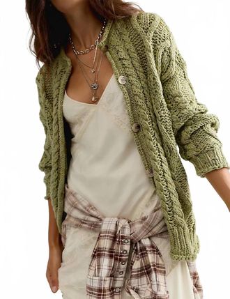 Free People Opal Knit Cardigan In Iguana