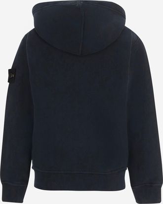 Stone Island Boys Zip-Up Cotton Sweatshirt Navy Hoods & Sweatshirts