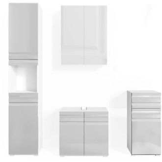 Vicco Conjunto De Muebles De Ba&ntilde;o Freddy, Blanco Alto Brillo, 4 Piezas