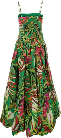 Farm Rio Womens Long Dress Tropical Dream Green Multicolour