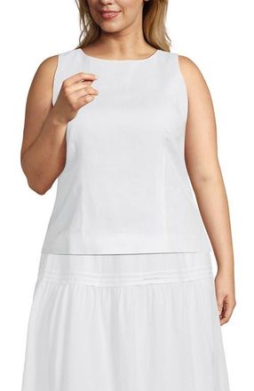 Lands End Linen Sleeveless Peplum Top in White at Nordstrom, Size 1X
