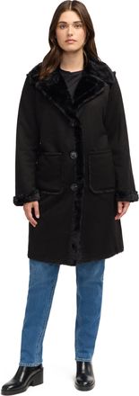 NVLT Womens Single Breasted Shearling Coat