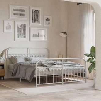 vidaXL Estructura Cama Sin Colch&oacute;n Con Estribo Metal Blanco 150x200 Cm Vidaxl