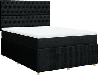 vidaXL Cama Box Spring Con Colch&oacute;n Tela Negro 140x200 Cm Vidaxl